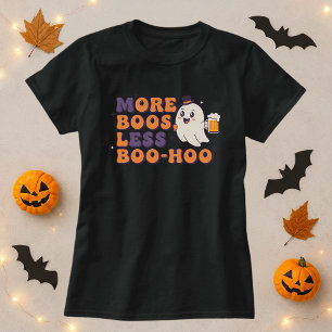 Roligt Halloween Tee; more Boos, Less Boo-Hoo Ghos T Shirt