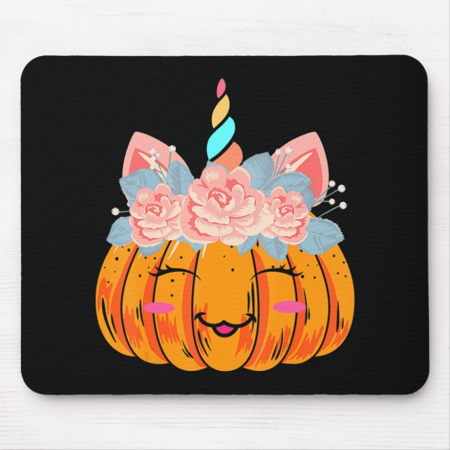 Roligt Halloween Thanksgiving Cute Unicorn Pumpkin Musmatta (Framsidan)