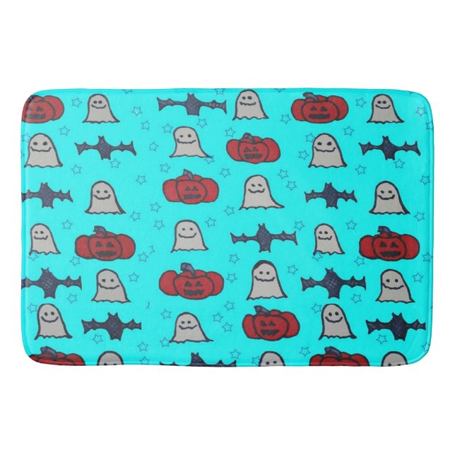 Roligt Halloween-utskrift på Blue Badrumsmatta (Framsidan)
