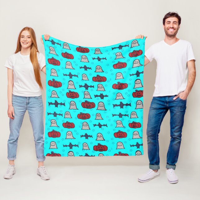 Roligt Halloween-utskrift på Blue Fleecefilt (På plats)