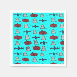 Roligt Halloween-utskrift på Blue Pappersservett