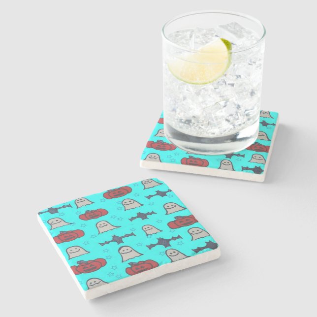 Roligt Halloween-utskrift på Blue Stenunderlägg (Sidan)