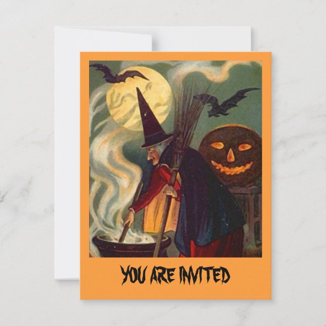 ROLIGT HALLOWEEN WITCH INVITATION ~ EZ TO CUSTOMIZ INBJUDNINGAR (Framsida)