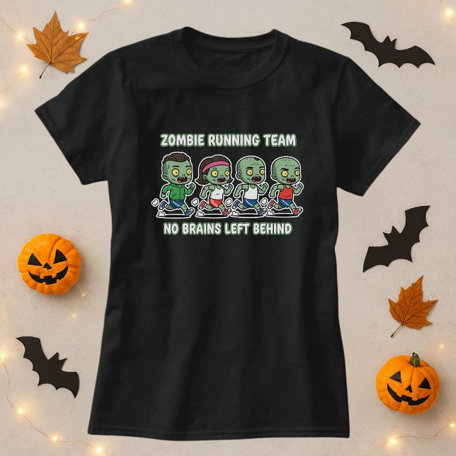 Roligt Halloween Zombie Running Team for Brains T Shirt (Skapare uppladdad)