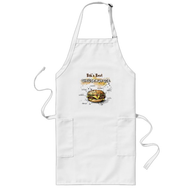 Roligt Hamburger Art Personlig Grilling Apron Långt Förkläde (Framsidan)