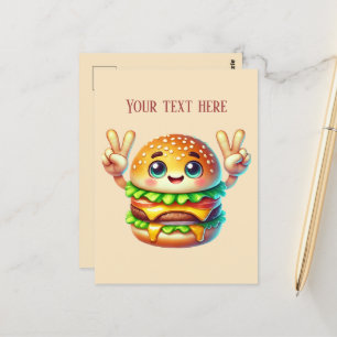 Roligt hamburger tillsätt text mat älskare vykort