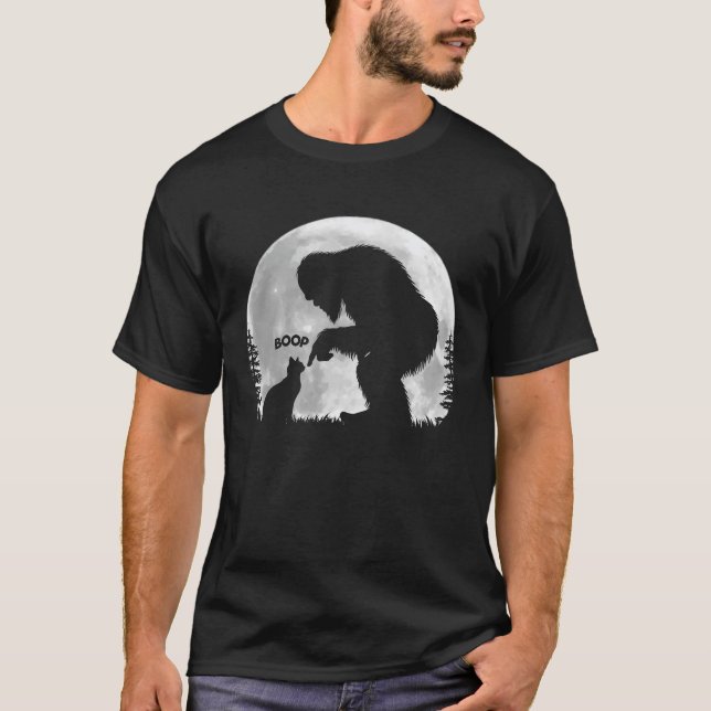Roligt Hand Boop Nose Bigfoot Sasquatch Cat T Shirt (Framsida)