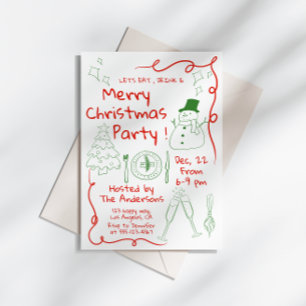 Roligt Hand-Drawn-julfest-inbjudan Inbjudningar