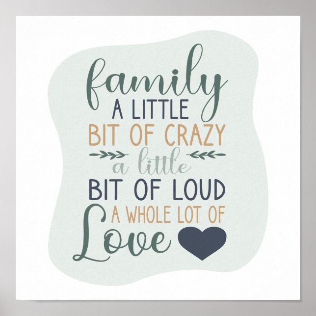 Roligt Hand Lettered Färg Editable Family Quote Poster (Framsidan)