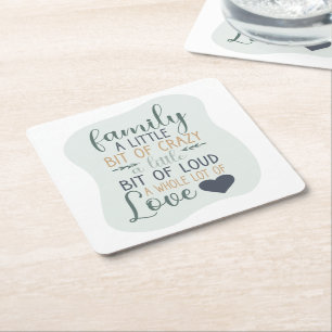 Roligt Hand Lettered Färg Editable Family Quote Underlägg Papper Kvadrat