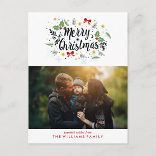Roligt Hand Lettered God jul Photo Helg Vykort