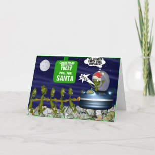 Roligt handtag för den Santa julkortet Helgkort