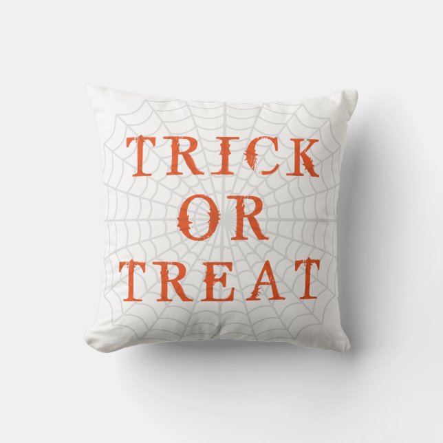 Roligt Happy halloween Bus eller godis med Spindel Kudde (Framsida)