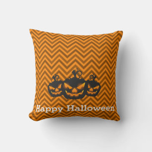 Roligt Happy halloween Chevron Mönster med Pumpkin Kudde