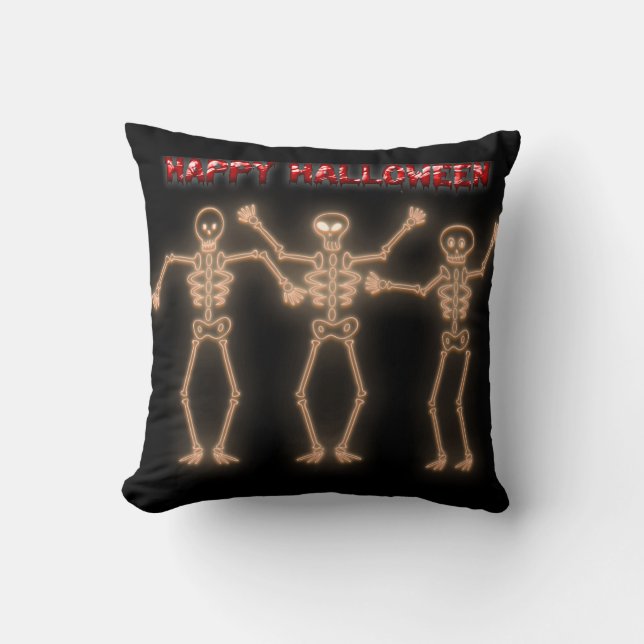 Roligt Happy halloween Dancing Skeleton Dekorativ  Kudde (Framsida)