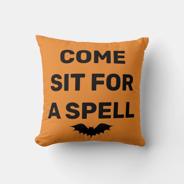 Roligt Happy halloween Fladdermus "KOM SIT FOR A S Kudde (Framsida)