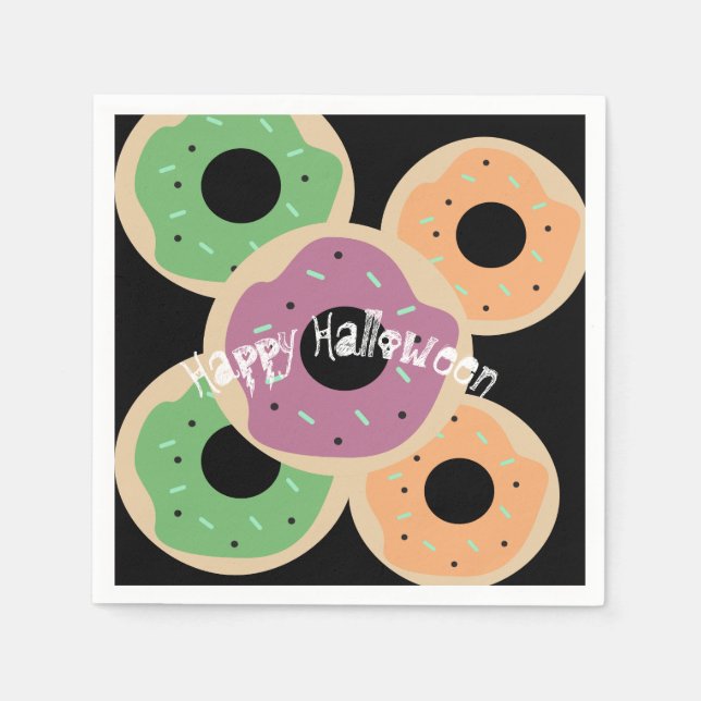 Roligt Happy halloween Frosted Sprinkle Donuts Pappersservett (Framsidan)
