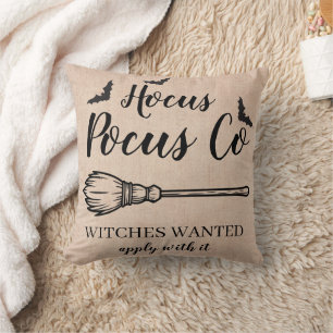 Roligt Happy halloween Hocus Pocus Co Witch Broom Kudde
