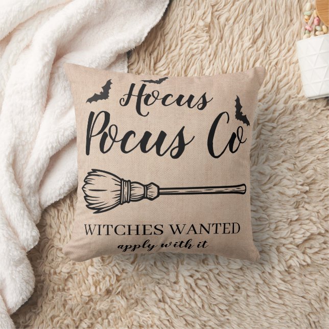 Roligt Happy halloween Hocus Pocus Co Witch Broom Kudde (Filt)
