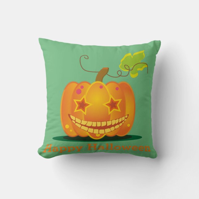 Roligt Happy halloween Pumpkin Dekorativ kudde (Framsida)