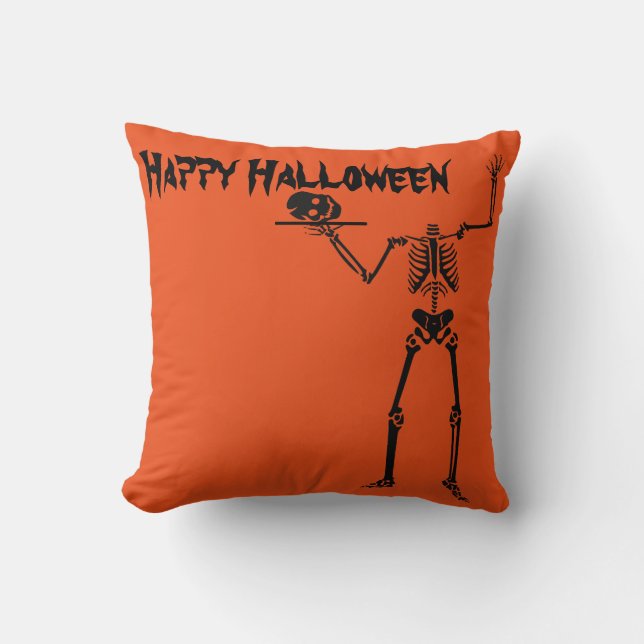 Roligt Happy halloween Skeleton Kudde (Framsida)
