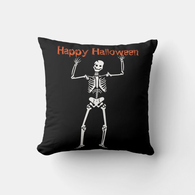 Roligt Happy halloween Skeleton Kudde (Framsida)