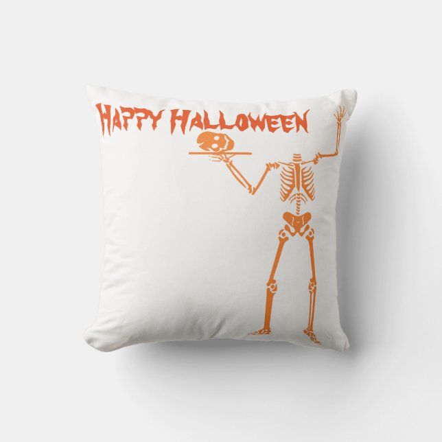 Roligt Happy halloween Skeleton Kudde (Framsida)