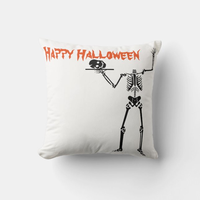 Roligt Happy halloween Skeleton Kudde (Framsida)
