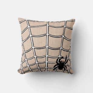 Roligt Happy halloween Spider med Webben Burlap Kudde