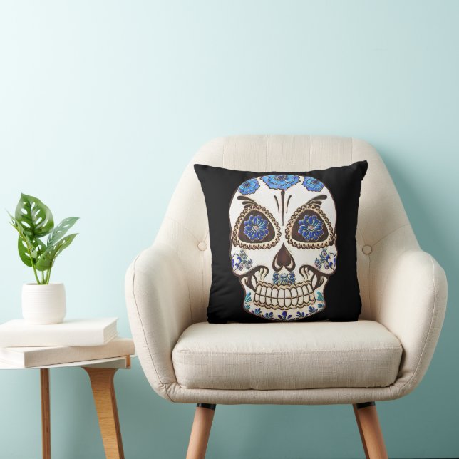 Roligt Happy halloween Sugar Skull Kudde (Stol)