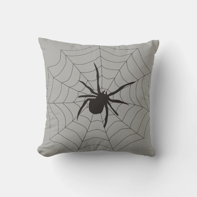 Roligt Happy halloween Svartvit Spindelnät Kudde (Framsida)