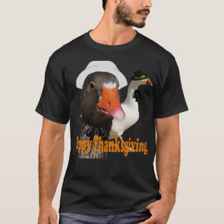 Roligt Happy thanksgiving Pilgrim Anka par i kostn T Shirt