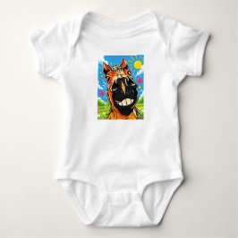 Roligt Häst Leende Tecknad Serie Konst T Shirt