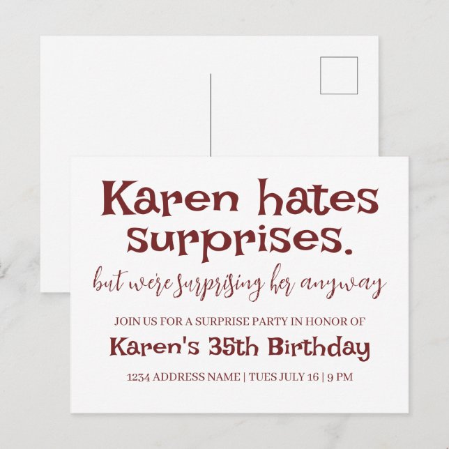 Roligt Hat Surprise Fest Modern Lägg till detaljer Vykort (Fram/baksida)