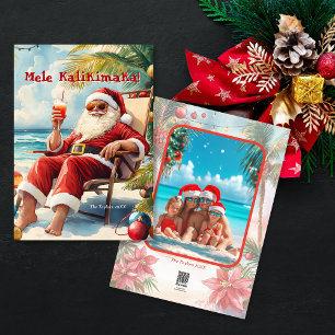 Roligt Hawaii Mele Kalikimaka julfoto Julkort
