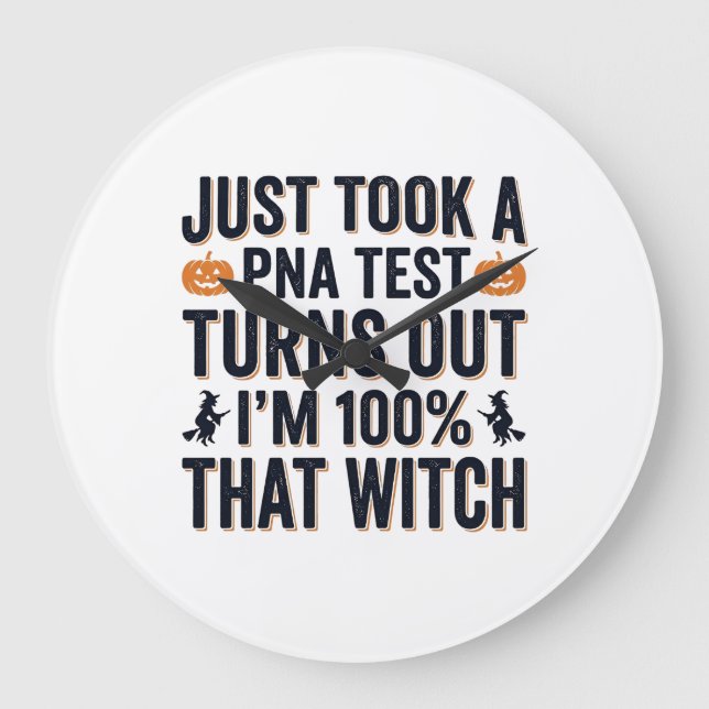 Roligt Häx Test Halloween Citat Vektor Design_1 Stor Klocka (Framsida)