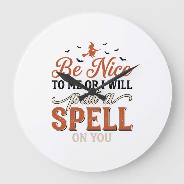 Roligt Häxspells Citat Halloween Vektor Design_1 Stor Klocka (Framsida)