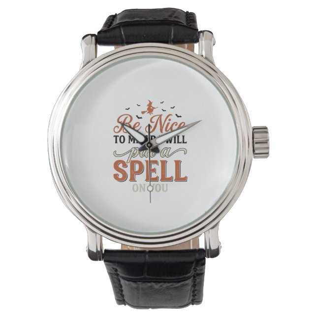 Roligt häxtrollformelcitat Halloween Vector Design Armbandsur (Framsida)