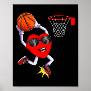 Roligt Heart Dunking Basketball Sport Älskare Vale Poster
