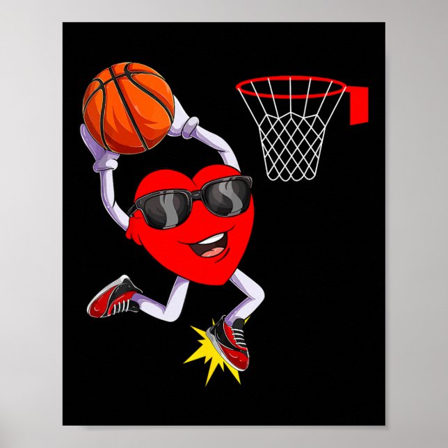 Roligt Heart Dunking Basketball Sport Älskare Vale Poster (Framsidan)
