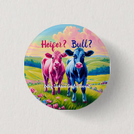 Roligt Heifer eller Bull Gender Reveal Knapp