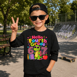 Roligt Hej Fjärde Klass Söt Dinosaurie Tillbaka Ti T Shirt