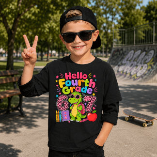 Roligt Hej Fjärde Klass Söt Dinosaurie Tillbaka Ti T Shirt