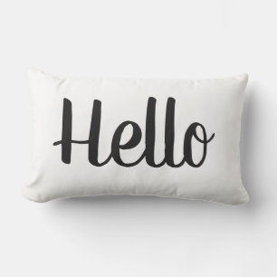 roligt HEJ - GOODBYE-typografi Lumbarkudde
