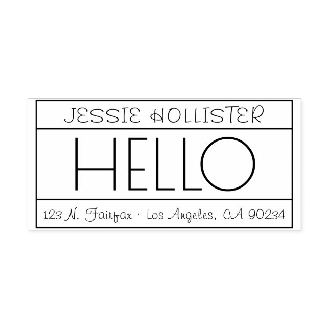 Roligt "Hej" Returadressetikett Självfärgande Stämpel (Design)