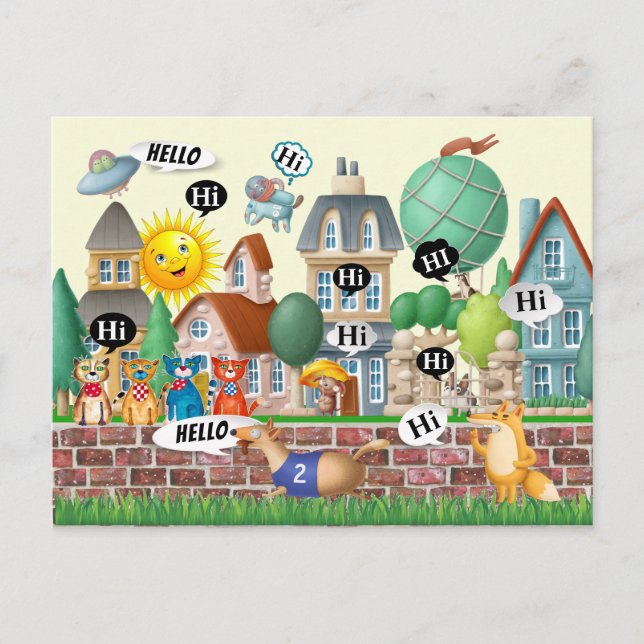 Roligt HEJ vykort (Framsida)