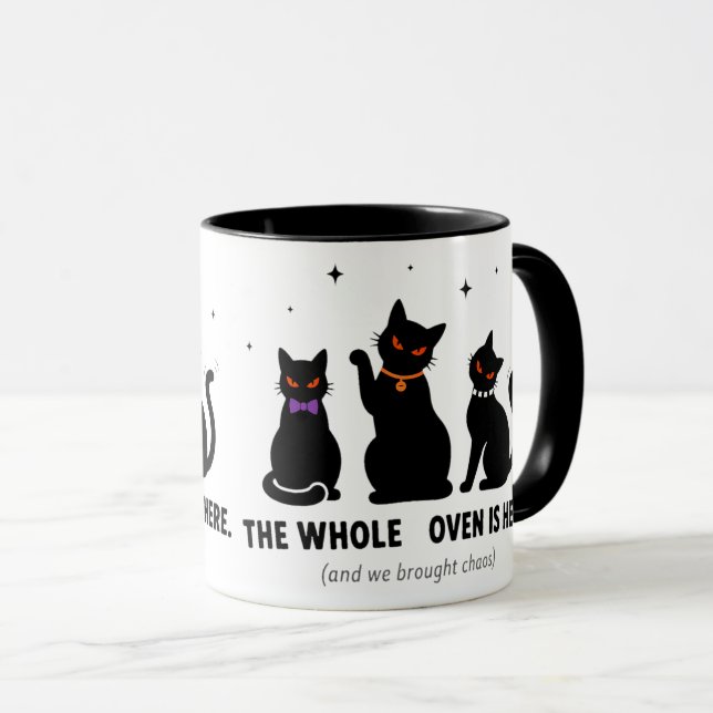 Roligt hela koven är här svarta katter halloween mugg (Framsida höger)