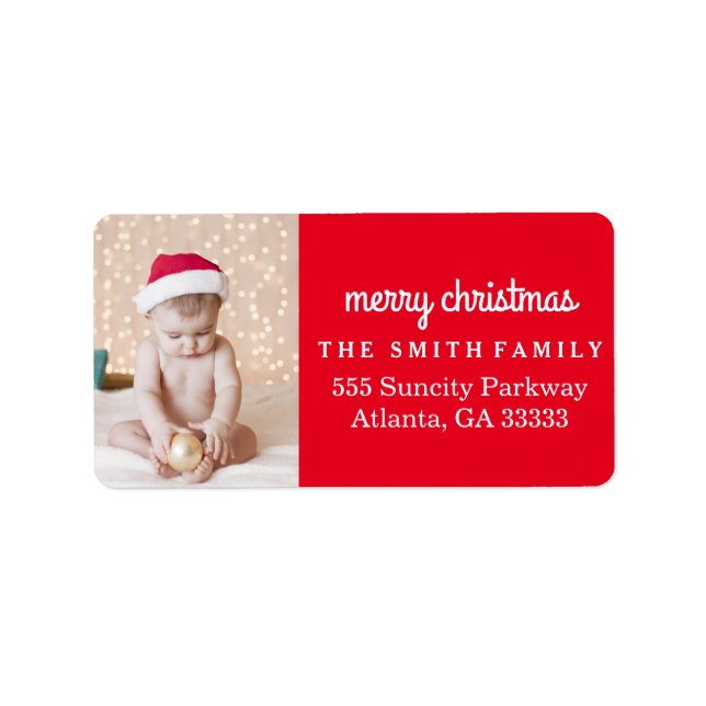 Roligt Helgdag Photo Red jul Adressetikett (Framsidan)