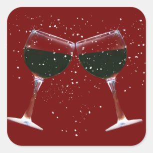 Roligt Helgdag Toasting Glass Stickers Fyrkantigt Klistermärke