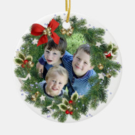 Roligt Helgdag Utandning Foto Ram God jul Julgransprydnad Keramik